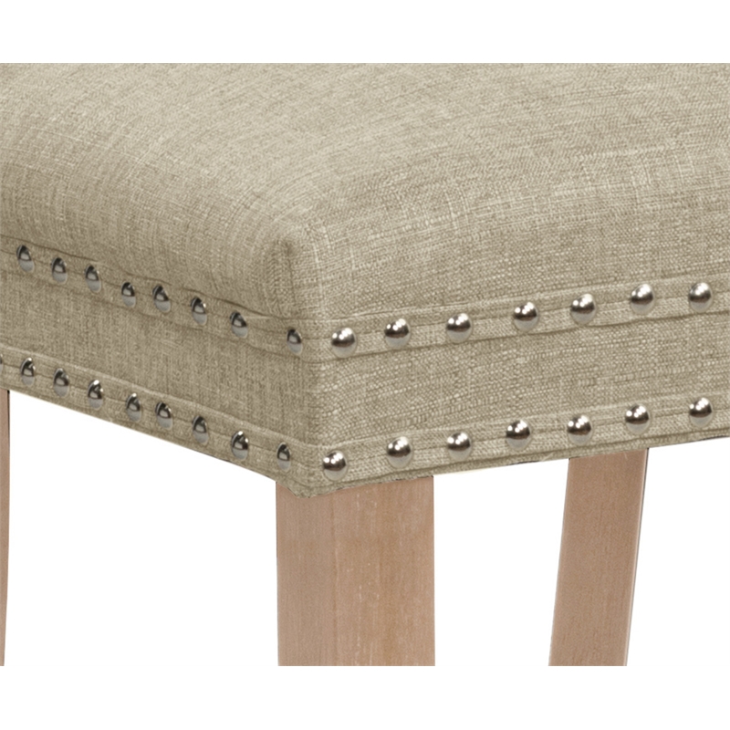 Best Quality Furniture Set of 2 Classic Dining Chairs with Beige Linen Fabric