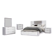 Best Quality Furniture White Wood King Platform Bed with LED Lights and Storage