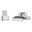 Best Quality Furniture White Wood King Platform Bed with LED Lights and Storage