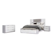 Best Quality Furniture White Wood Queen Platform Bed with LED Lights and Storage
