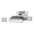 Best Quality Furniture White Wood Queen Platform Bed with LED Lights and Storage