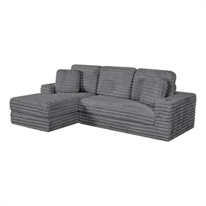 Best Quality Furniture Dark Gray Fluffy Fabric Compressed 2 Piece Sectional