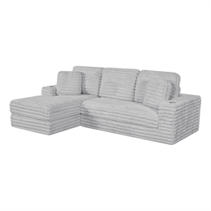 Best Quality Furniture Light Gray Fluffy Fabric Compressed 2 Piece Sectional