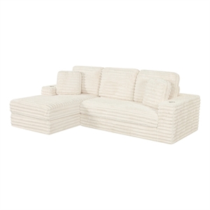 Best Quality Furniture Beige Fluffy Fabric Compressed 2 Piece Sectional