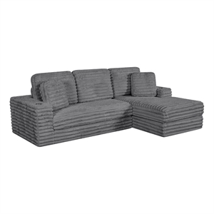 Best Quality Furniture Dark Gray Fluffy Fabric Compressed 2 Piece Sectional