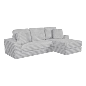 Best Quality Furniture Light Gray Fluffy Fabric Compressed 2 Piece Sectional