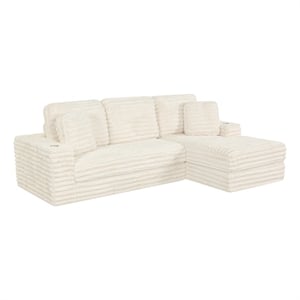 Best Quality Furniture Beige Fluffy Fabric Compressed 2 Piece Sectional
