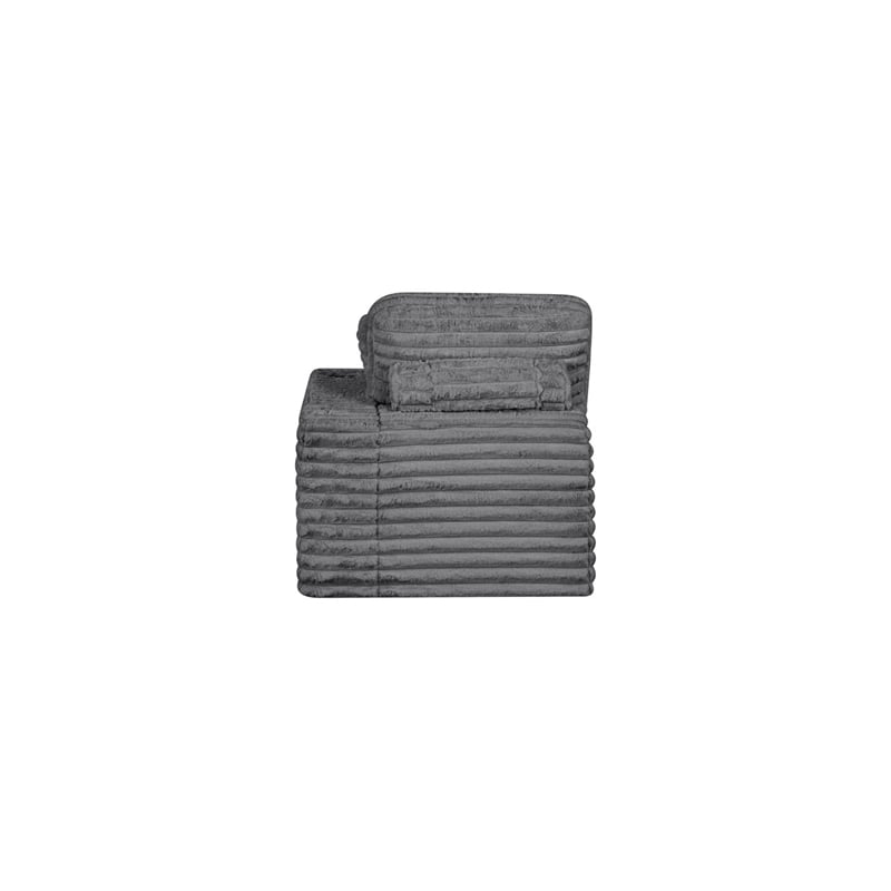 Best Quality Furniture Dark Gray Fluffy Fabric Compressed 2 Piece Double Chaise