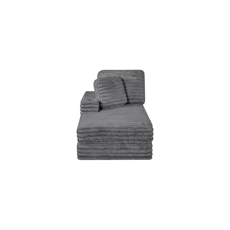 Best Quality Furniture Dark Gray Fluffy Fabric Compressed 2 Piece Double Chaise