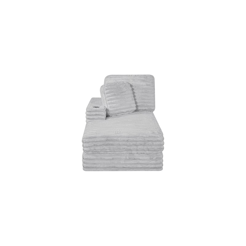 Best Quality Furniture Light Gray Fluffy Fabric Compressed 2 Piece Double Chaise