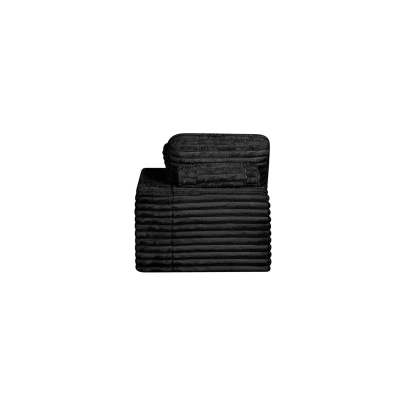 Best Quality Furniture Black Fluffy Fabric Compressed 2 Piece Double Chaise