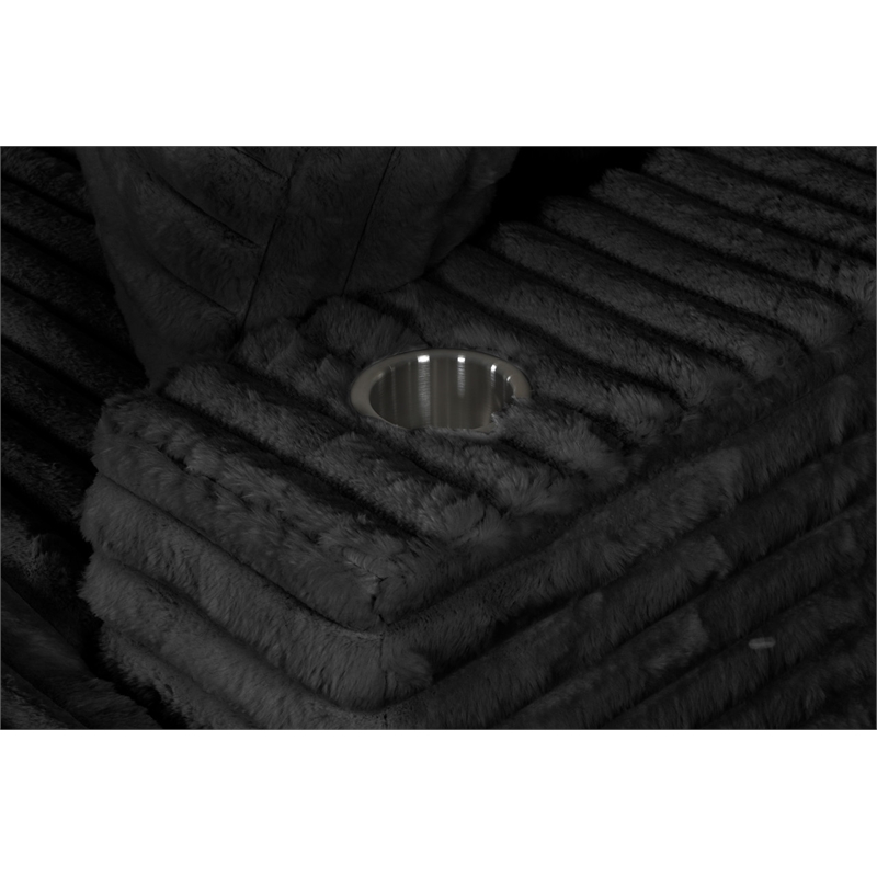 Best Quality Furniture Black Fluffy Fabric Compressed 2 Piece Double Chaise