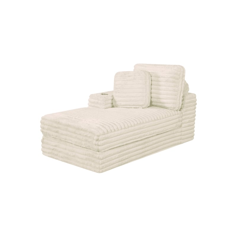 Best Quality Furniture Beige Fluffy Fabric Compressed 2 Piece Double Chaise