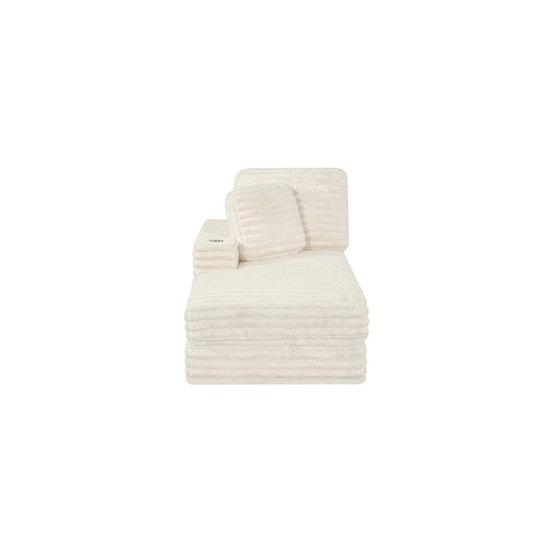 Best Quality Furniture Beige Fluffy Fabric Compressed 2 Piece Double Chaise