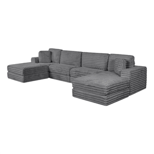 Best Quality Furniture Dark Gray Fluffy Fabric Compressed Modular Sectional