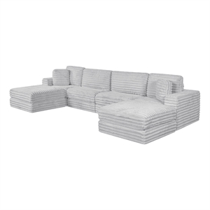 Best Quality Furniture Light Gray Fluffy Fabric Compressed Modular Sectional