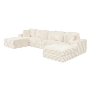 Best Quality Furniture Cream Fluffy Fabric Compressed Modular Sectional