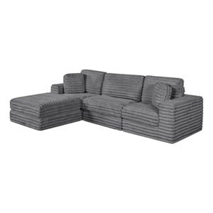 Best Quality Furniture Dark Gray Fluffy Fabric Compressed Modular Sectional