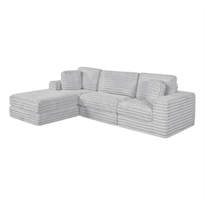 Best Quality Furniture Light Gray Fluffy Fabric Compressed Modular Sectional