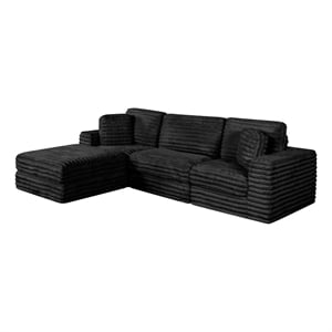 Best Quality Furniture Black Fluffy Fabric Compressed Modular Sectional