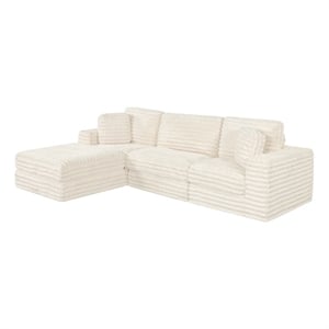 Best Quality Furniture Cream Fluffy Fabric Compressed Modular Sectional