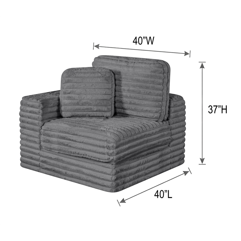 Best Quality Furniture Dark Gray Fluffy Fabric Compressed Modular Corner Chair