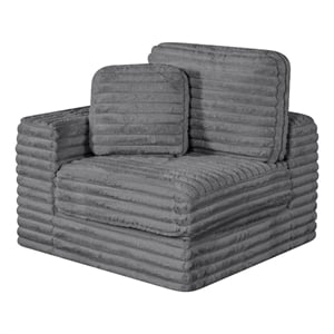 Best Quality Furniture Dark Gray Fluffy Fabric Compressed Modular Corner Chair