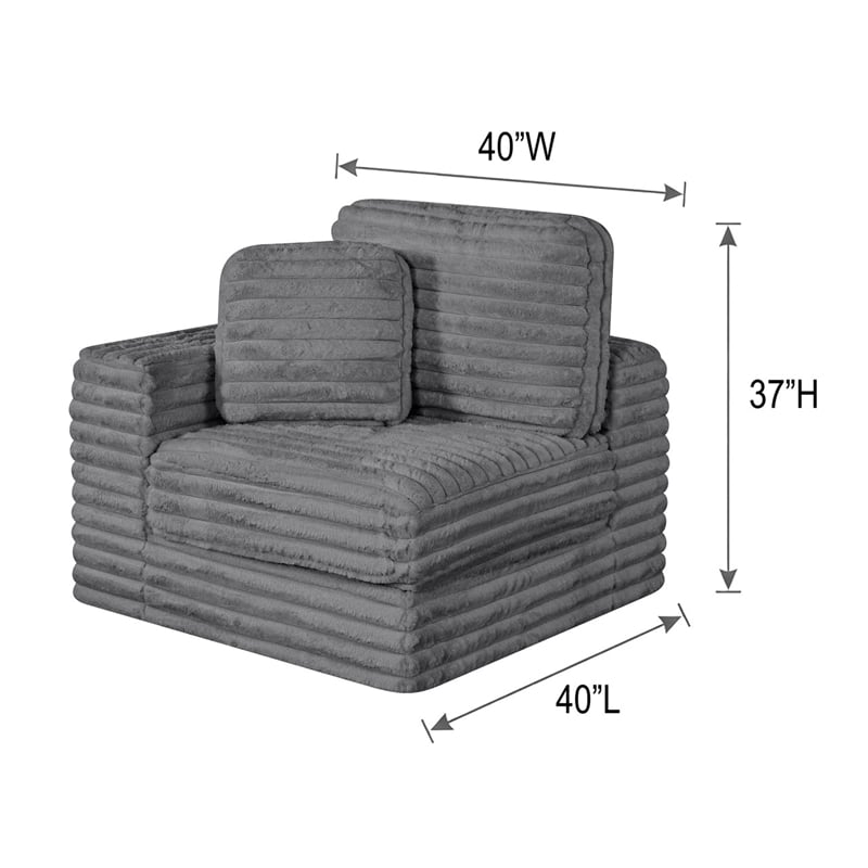 Best Quality Furniture Light Gray Fluffy Fabric Compressed Modular Corner Chair