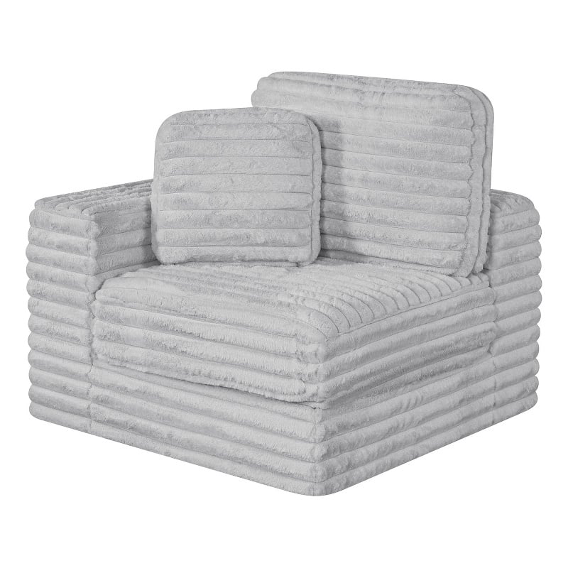 Best Quality Furniture Light Gray Fluffy Fabric Compressed Modular Corner Chair