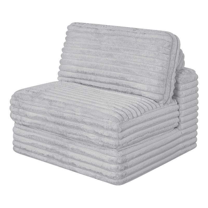 Best Quality Furniture Light Gray Fluffy Fabric Compressed Modular Armless Chair
