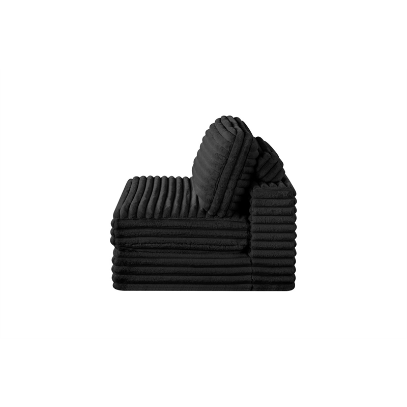 Best Quality Furniture Black Fluffy Fabric Compressed Modular Armless Chair