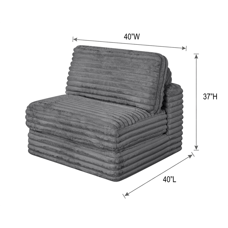 Best Quality Furniture Black Fluffy Fabric Compressed Modular Armless Chair