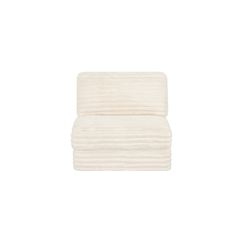 Best Quality Furniture Beige Fluffy Fabric Compressed Modular Armless Chair