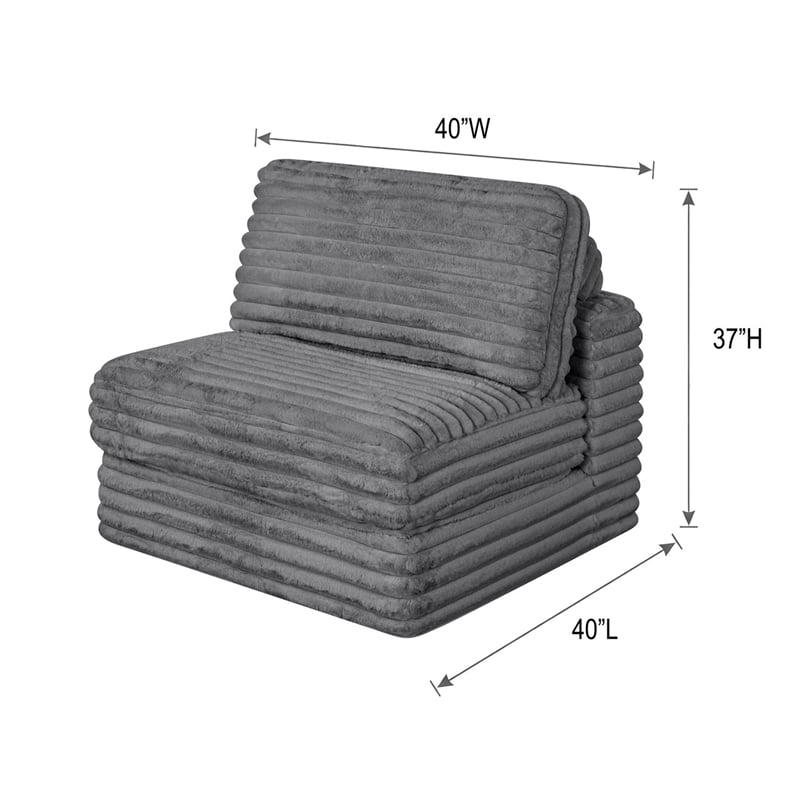 Best Quality Furniture Beige Fluffy Fabric Compressed Modular Armless Chair