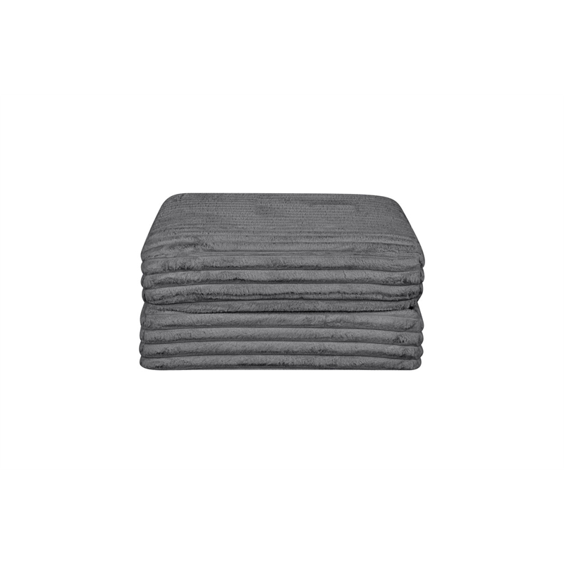 Best Quality Furniture Dark Gray Fluffy Fabric Compressed Modular Ottoman