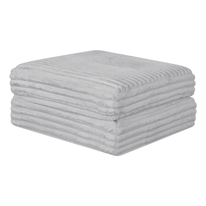 Best Quality Furniture Light Gray Fluffy Fabric Compressed Modular Ottoman