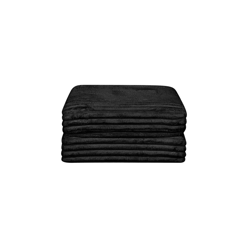 Best Quality Furniture Black Fluffy Fabric Compressed Modular Ottoman