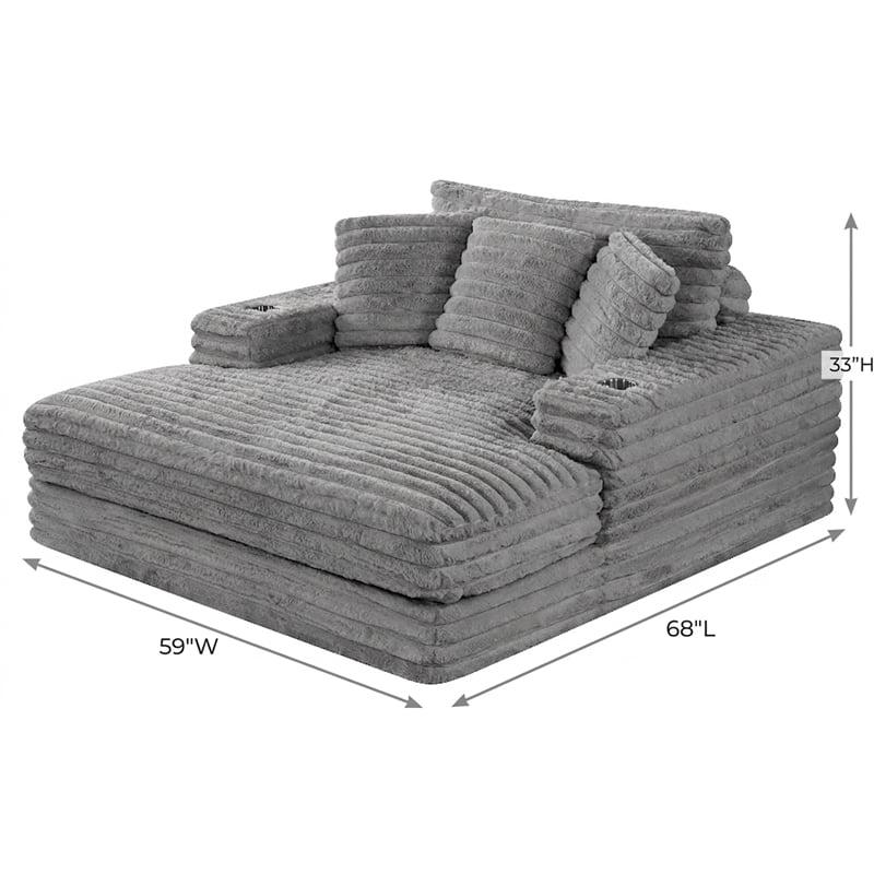 Best Quality Furniture Dark Gray Fluffy Fabric Compressed Extra Large Chaise