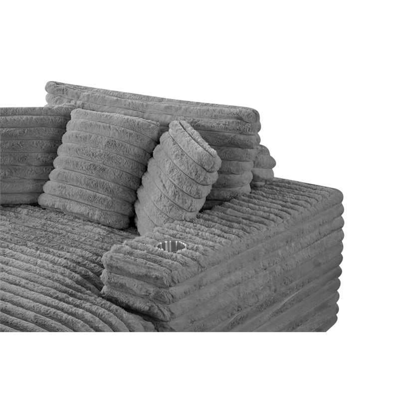 Best Quality Furniture Dark Gray Fluffy Fabric Compressed Extra Large Chaise