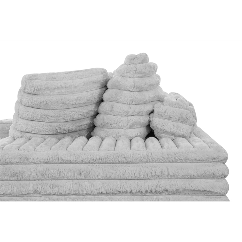 Best Quality Furniture Light Gray Fluffy Fabric Compressed Extra Large Chaise