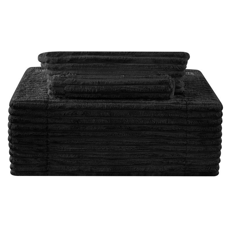 Best Quality Furniture Black Fluffy Fabric Compressed Extra Large Chaise