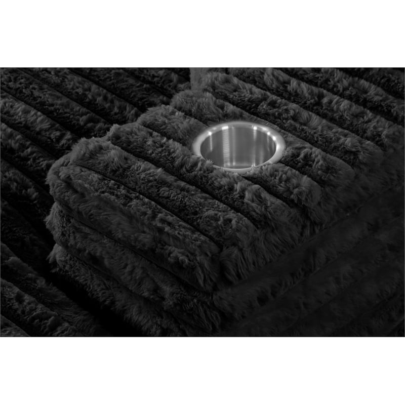Best Quality Furniture Black Fluffy Fabric Compressed Extra Large Chaise