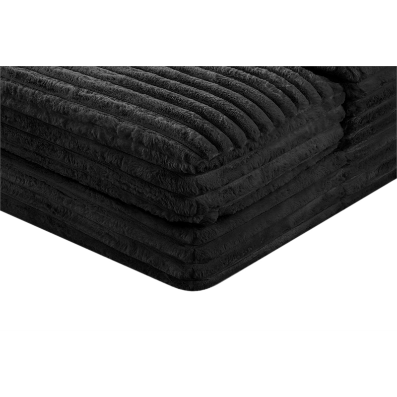 Best Quality Furniture Black Fluffy Fabric Compressed Extra Large Chaise