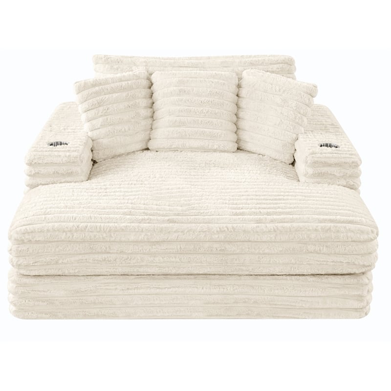 Best Quality Furniture Beige Fluffy Fabric Compressed Extra Large Chaise