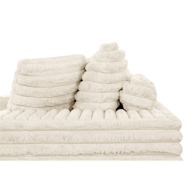 Best Quality Furniture Beige Fluffy Fabric Compressed Extra Large Chaise