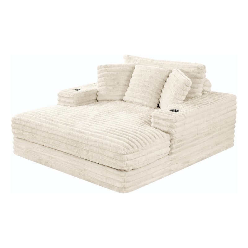 Best Quality Furniture Beige Fluffy Fabric Compressed Extra Large Chaise