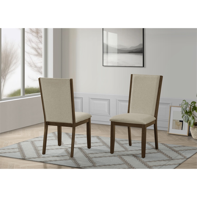 Best Quality Furniture Set of 2 Dining Side Chairs with Deep Brown Wood Frame