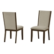 Best Quality Furniture Set of 2 Dining Side Chairs with Deep Brown Wood Frame