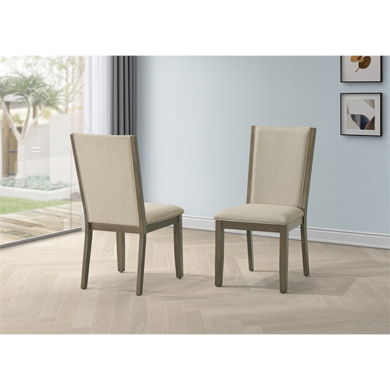 Best Quality Furniture Set of 2 Dining Side Chairs with Ash Brown Wood Frame