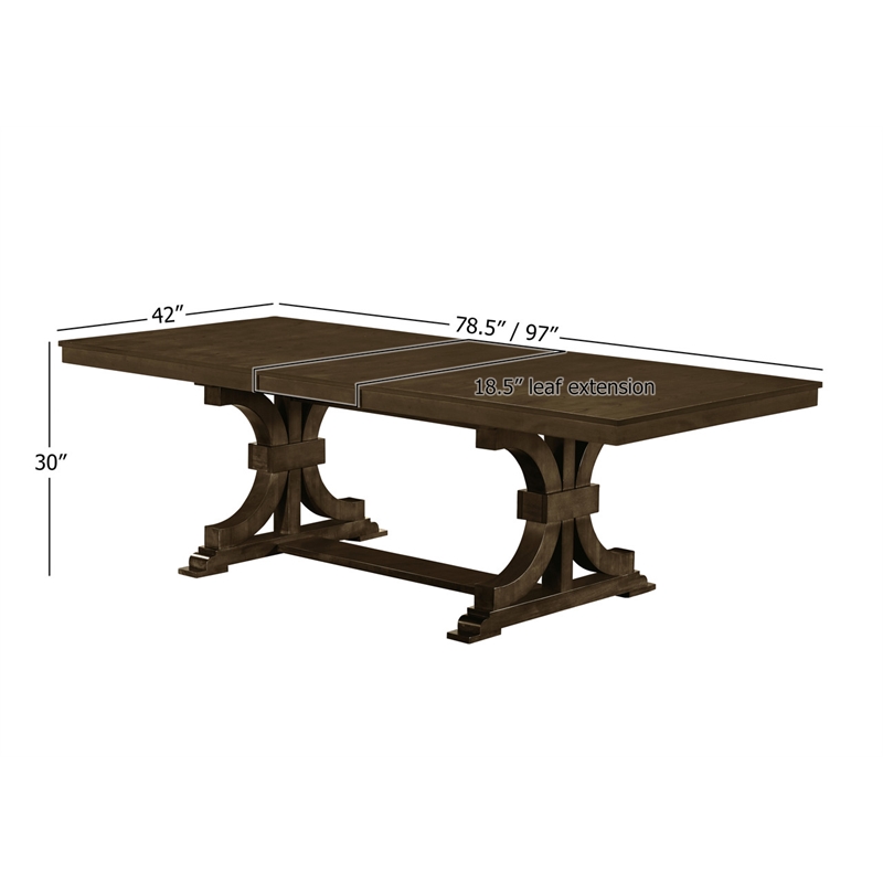 Best Quality Furniture 7 Piece Extendable Dining Set in Deep Brown Wood